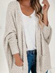 Extra Large Casual Long Sleeve Cardigan Sweater with Pockets - Soft, Chunky Knit, Solid Color, Regular Fit, Open Front, No Belt, Non-Waterproof, Polyester, for Women - Perfect for Fall/Winter/Spring