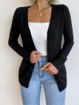 Women'S Elegant White V-Neck Long Sleeve Cardigan with Pockets - Button-Up Front, Ribbed Texture, Perfect for Casual or Chic Outfits, Casual Chic Wear | Vneck Cardigan | Ribbed Texture Cardigan