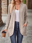 Solid Color Long Sleeve Women'S Knitted Cardigan in Plus Sizes from Europe And America.
